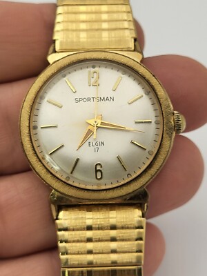 Vintage Elgin Sportsman 17 Jewels Gold-Plated Watch 1960s Swiss Made 33mm