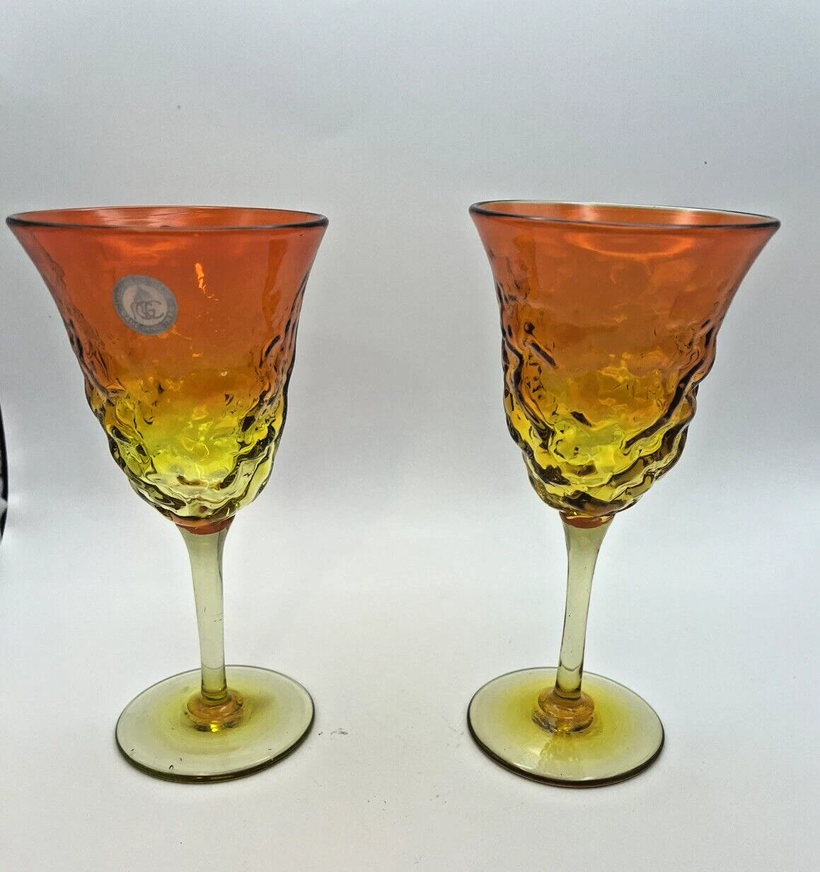 RGC Wine Glasses  Orange and Yellow  (2)