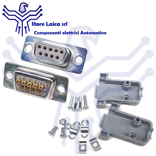 ITT DB9 CONNETTORE A SALDARE 9 POLI PIN FEMMINA RS232 COMPLETO DI GUSCIO 1 PZ GRIGIO