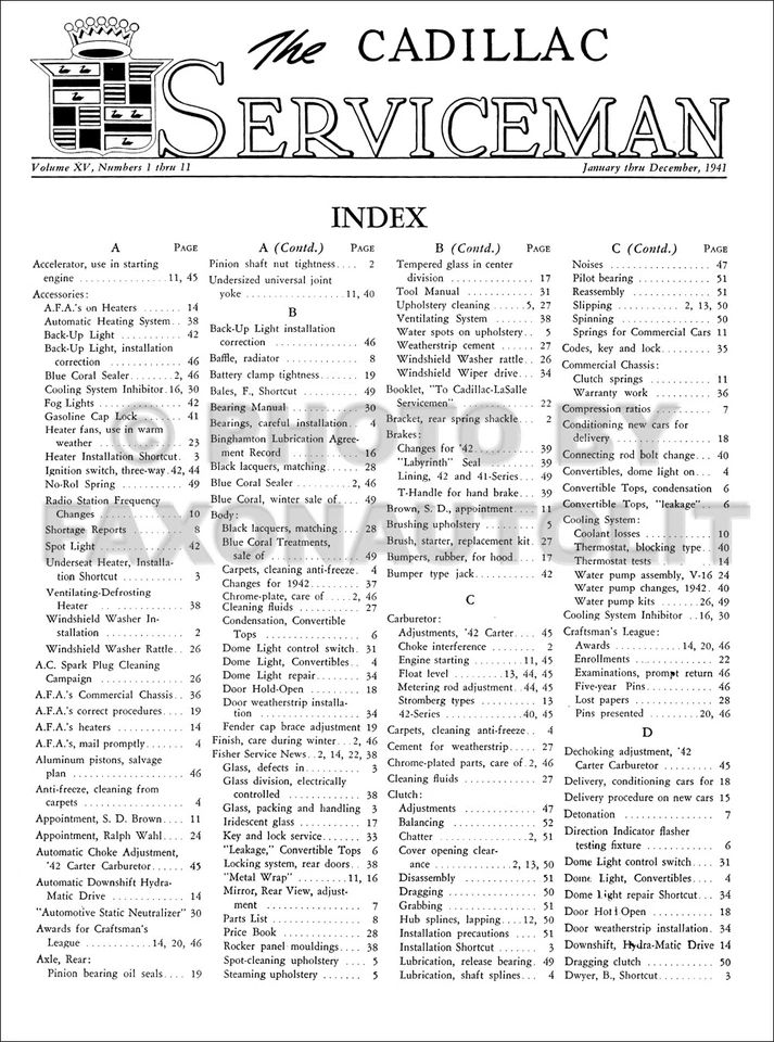 Cadillac Service Bulletins 1941 revisiones manuales de taller Foto 3 de 4