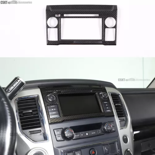ABS Carbon Fiber Interior Dash Console Trim cover Set Fits Nissan Titan 2016-24 - Picture 7 of 27