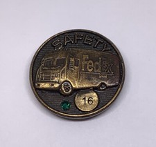 Vintage FedEx Ground Safety 16 Year Service Award With Green Gem Lapel Pin (99)