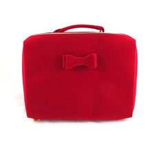 Estee Lauder Red Velvet Cosmetic Makeup Bag Train Case Holiday NEW