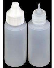 Plastic Dropper Bottles, Precise Tipped w/White Cap, 1-oz. 12-Pack