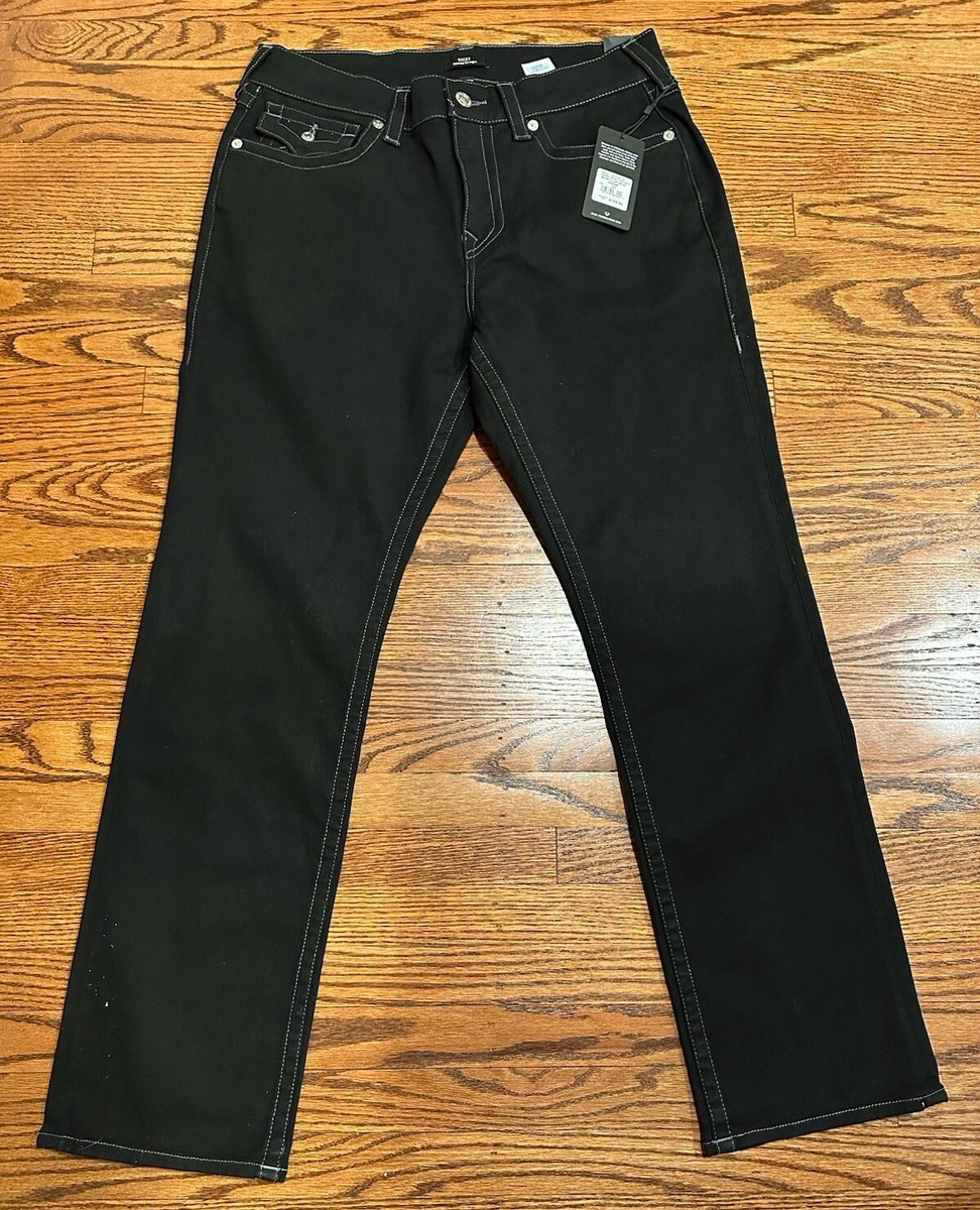 True Religion Ricky Relaxed Straight Mens Black Body Rinse Denim