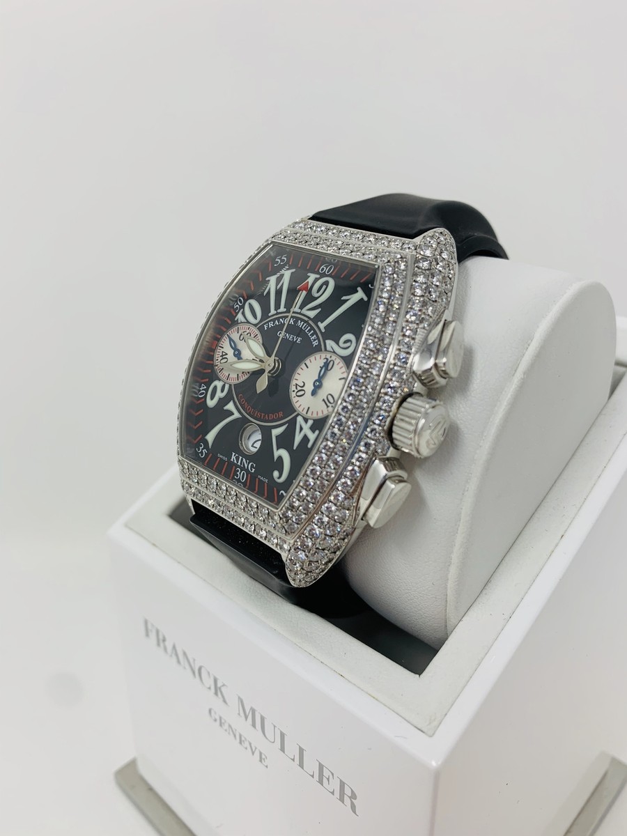 Franck Muller King Conquistador Whitegold w/ Factory Diamond Case