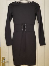 Ladies H&M Black Bodycon Lace Dress UK 8 (B1)