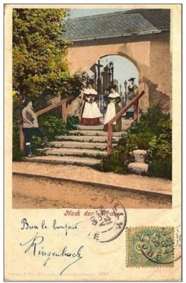 J 03 / SELTENE POSTKARTE 1900 NACH DER KIRCHE