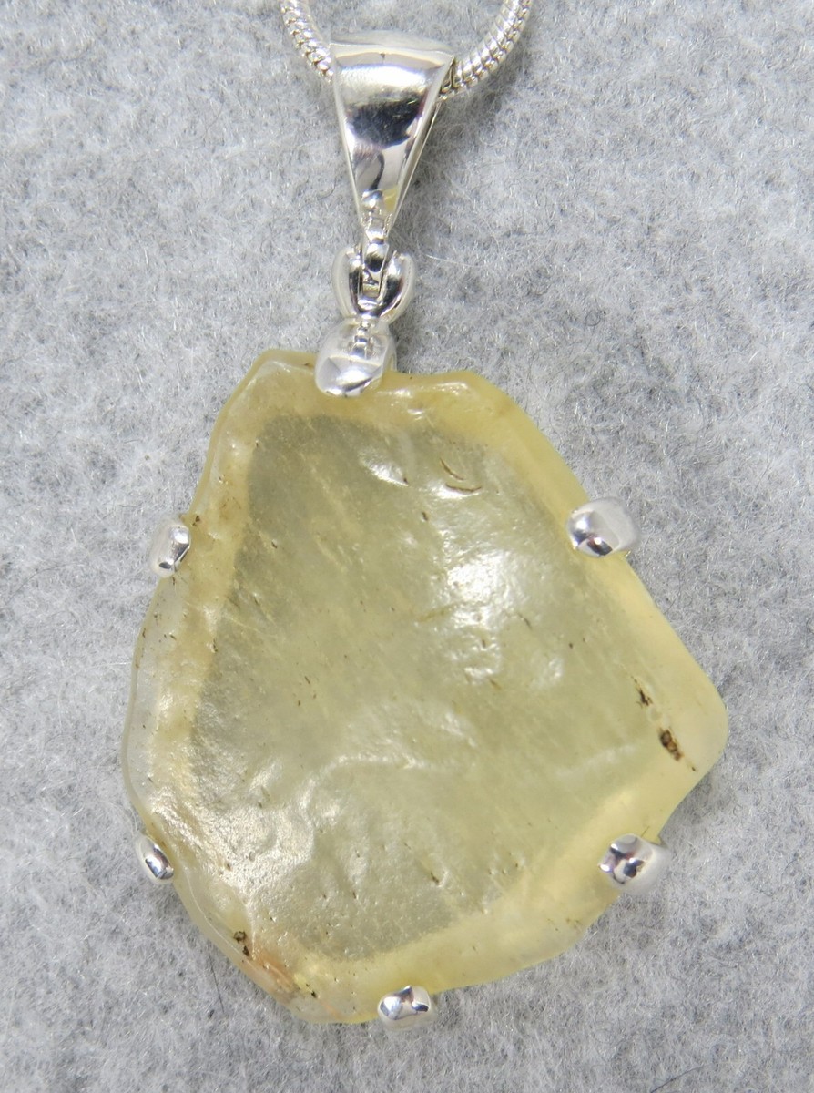 LIBYAN DESERT GLASS PENDANT $125 Tektite 925 Sterling Jewelry STARBORN  LG125-P8