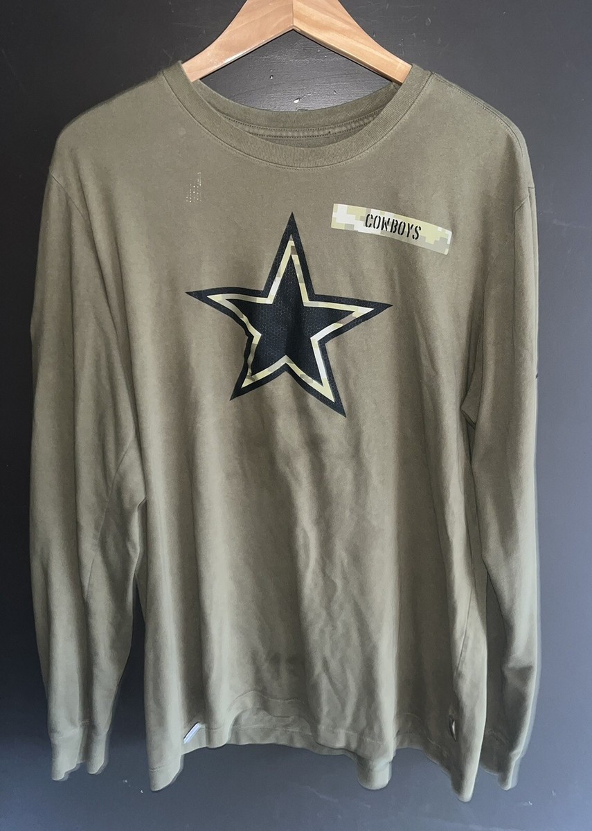 Dallas Cowboys Shirt Mens Large Green Long Sleeve Nike Salute to