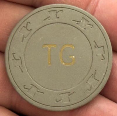 Vintage ''TG'' Monogramed Unidentified Hat & Cane Casino Poker Chip