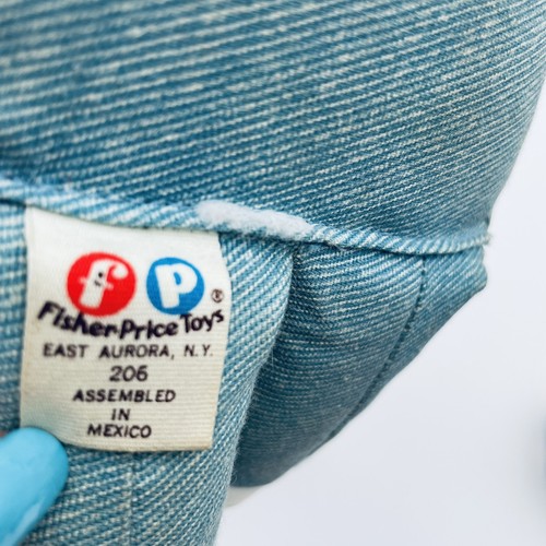 Fisher Price 1974 Joey Lapsitter 206 bambola ragazzo camicia a righe peluche vintage - Foto 7 di 11