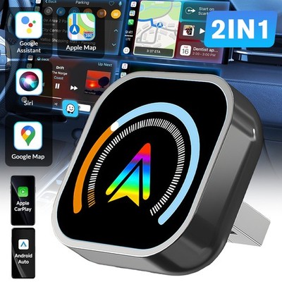 2-in-1-Wireless-CarPlay-Adapter Android Auto Plug&Play Wireless Smart Car AI Box