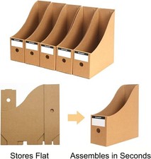 15-Pack Foldable Cardboard Magazine Storage Boxes File Holders Brown
