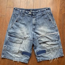 Marithe Francois Girbaud Baggy Cargo Denim Shorts Jorts 33