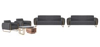Graue Polster Sitzgarnitur Designer 3-Sitzer 2X Sessel Couchtisch 5Tlg