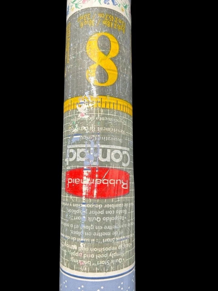 Papel de contacto Rubbermaid vintage años 80 azul a rayas floral 2 rollos 36 pies cuadrados ea Foto 3 de 4