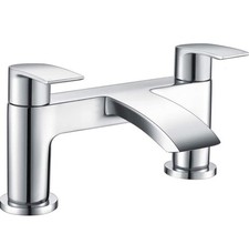 Hapilife Dual Bath Tap Waterfall Bathroom Bathtub Mixer Taps 2 Holes  Monobloc