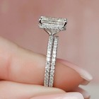 3.5Ct Radiant Cut D Moissanite Bridal Set Engagement Ring 14K White Gold Plated — photo 4