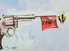 Jose Trujillo PRINT 16x20 Collectible Artist Painting Revolver Gun Still Life