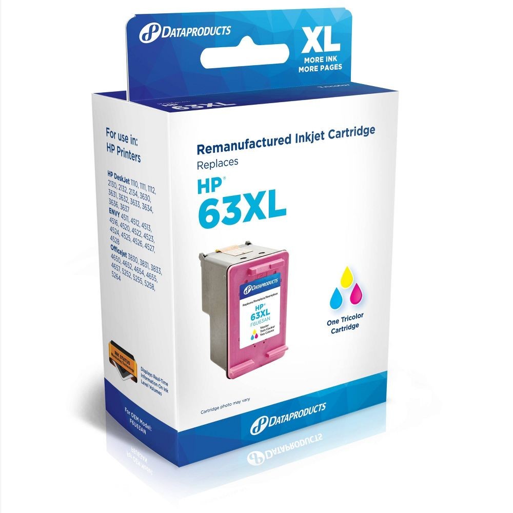 Трехцветный XL-картридж с одним картриджем с высокой производительностью чернил - Совместим с HP 63XL