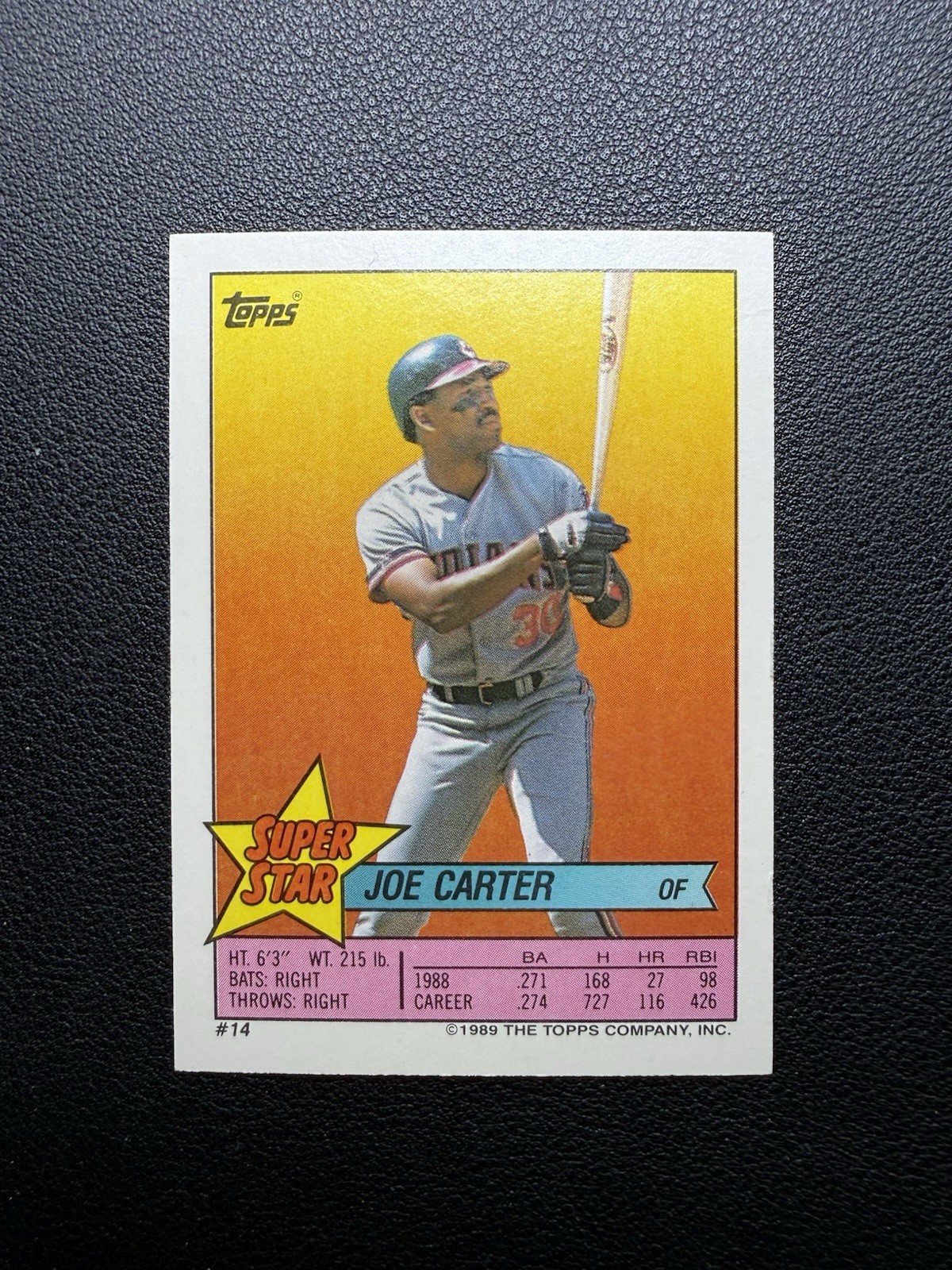 1989 Topps Stickers Super Star Backs Joe Carter Cleveland Indians #14