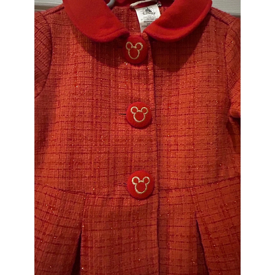 Disney Store DE COLECCIÓN Abrigo Niña Minnie Mouse Cuadros Naranja Talla 4 MUY RARO Foto 4 de 4