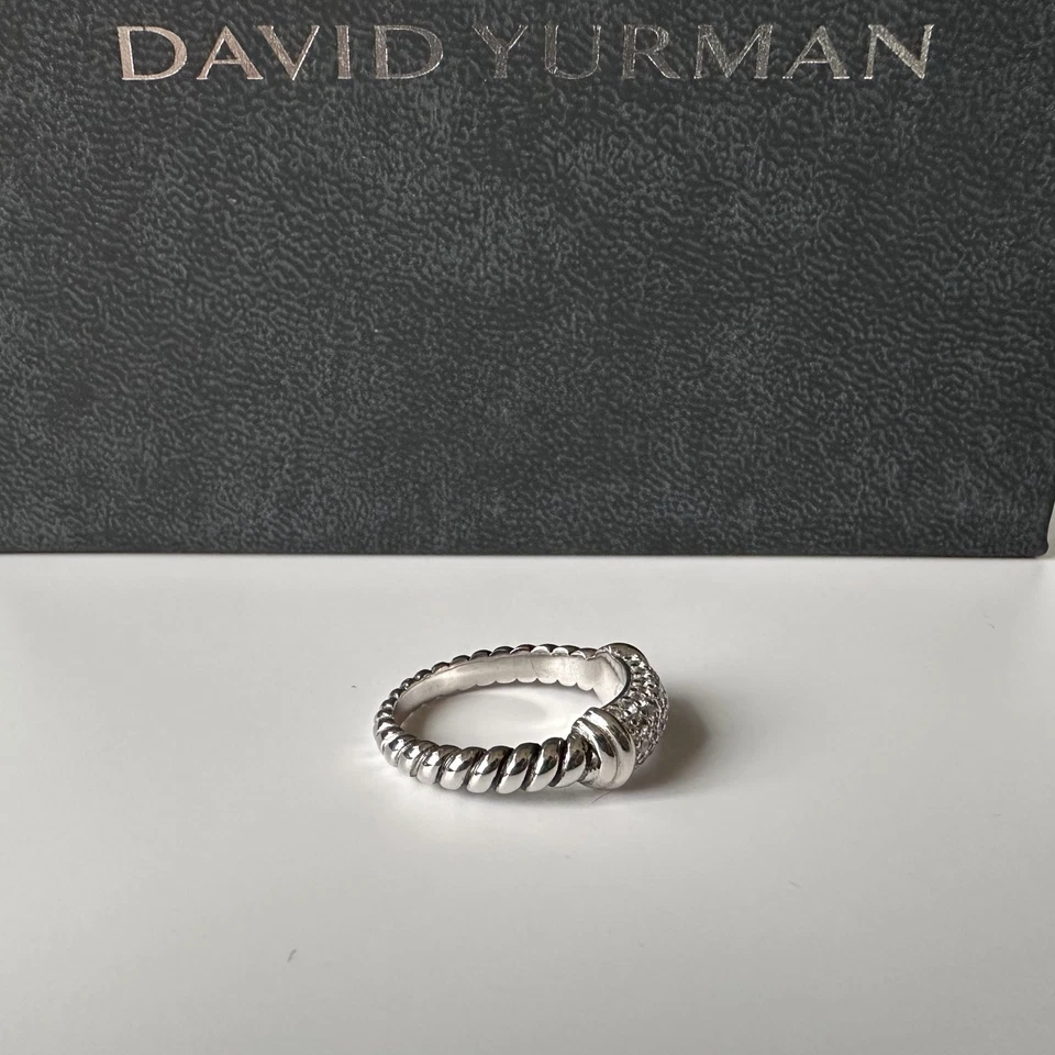 David Yurman Metro Cable White Diamond Ring Sterling Silver Size 7 - Image 2 of 4