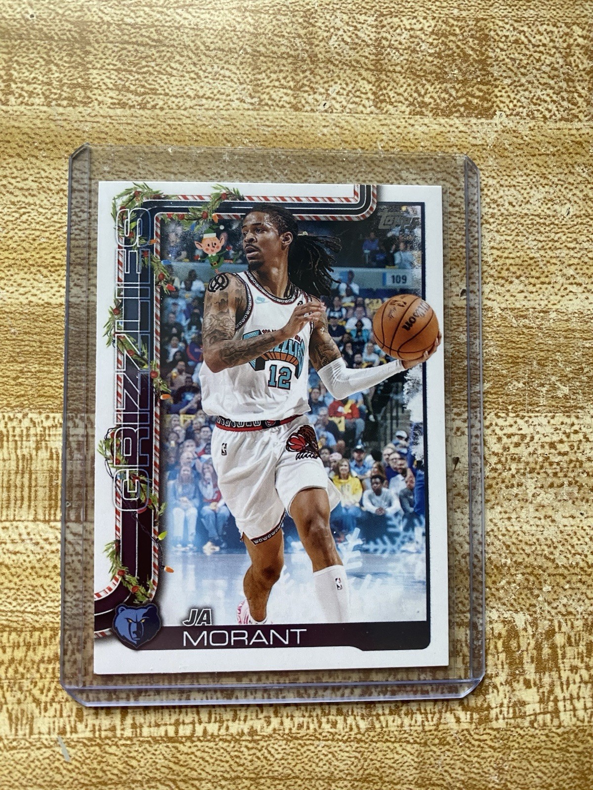 2 CARDS 2025-2026 Topps Holiday Ja Morant HIDDEN ELF Variation W/ Base Card
