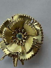 Vintage Gold Tone Layered Flower Brooch Auror...