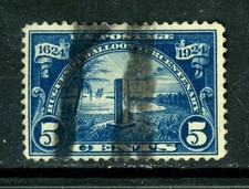 SCOTT 616 1924 5 CENT HUGUENOT WALLOON TERCENTENARY ISSUE USED F- VF!