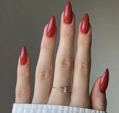 HERBINSOLS Press on Nails Red - long Press on almond Shape - Fit Perfectly & Natural False