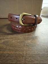 NEW Women s Braided Brown Leather Belt Gold Tone Buckle, Size Small