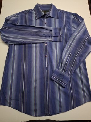 INC International Concept Men s Blue Striped Button Front (L/S Shirt Size L)A1