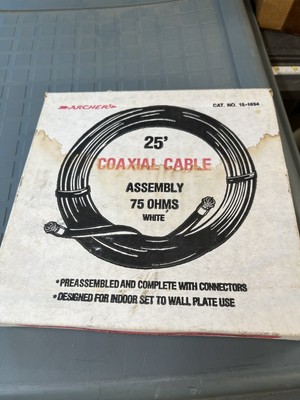 Archer 15-1534 25ft 75 Ohm Coaxial Cable. NIB White