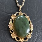 Vintage Jade Nephrite GF Signed LSP CO Necklace and Pendant Gold Tone — photo 5