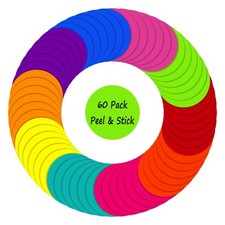 60 Pieces Dry Erase Circle Dots, 6 Inches 6 Inches, Assorted Colors