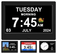 Digital Alarm Clock with Day & Date for Elderly Large Display Calendar