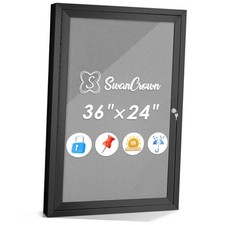Outdoor Bulletin Board Weatherproof 36x24in, 36"x24" Black Frame  Gray Felt