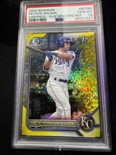 PEYTON WILSON 2022 Bowman 1st Chrome Yellow Mini Diamond Refractor /75 PSA 10 ��