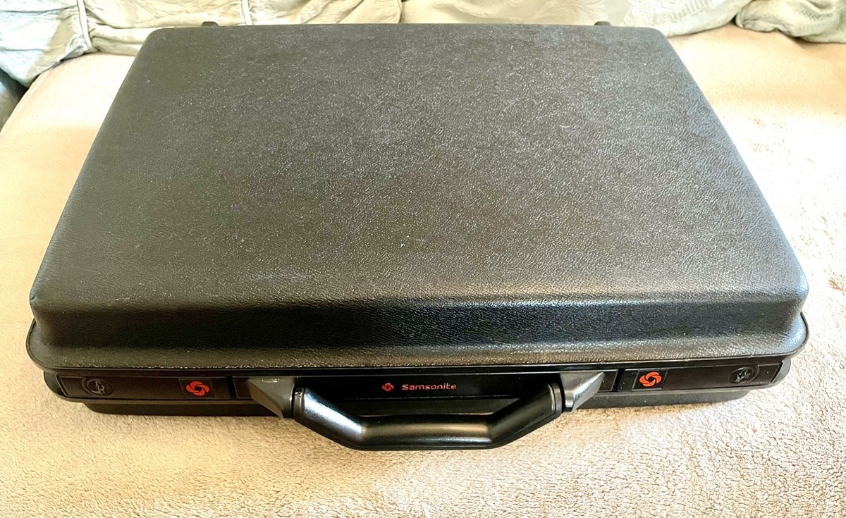 Vintage 90s SAMSONITE Black Hard Shell Briefcase Attaché Case +