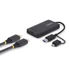 StarTech USB-A and USB-C to Dual HDMI, 4K30  0.4" x 2.1" x 3.9", Black