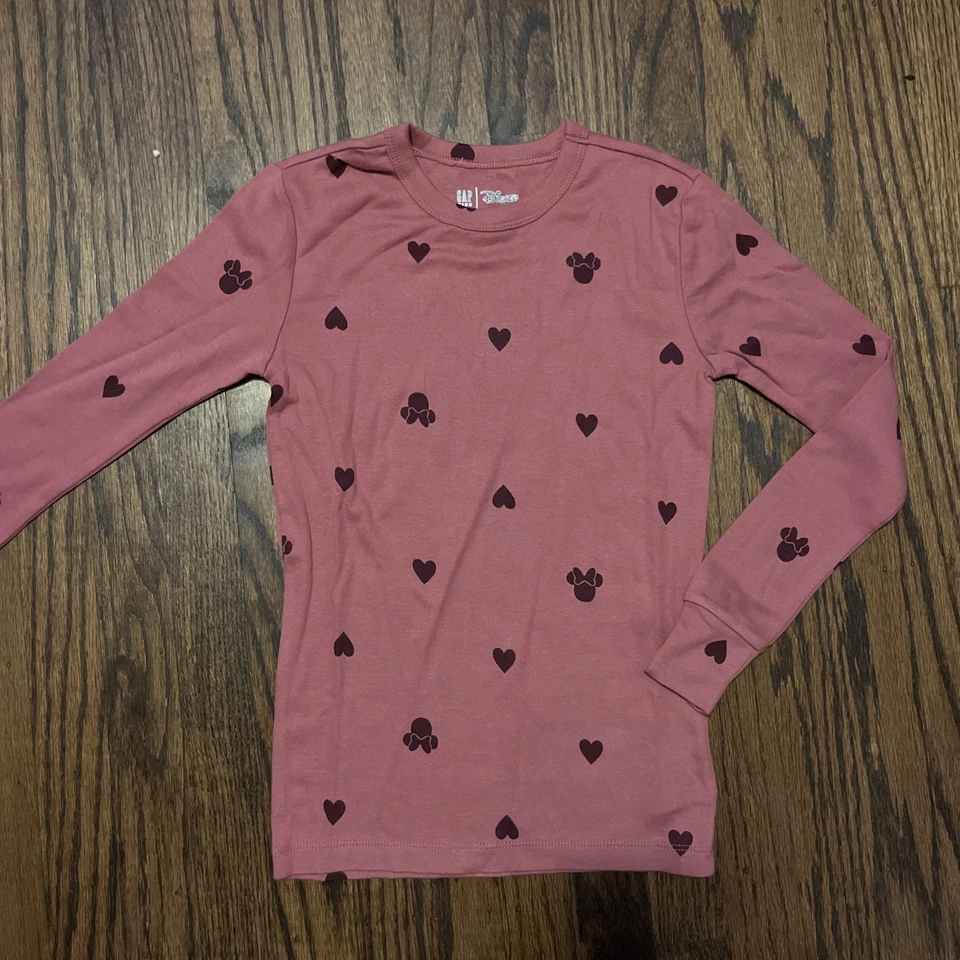 Conjunto de pijama orgânico Gap Kids Disney Minnie Mouse coração LS calças meninas tamanho 10 novo sem etiquetas - Imagem 2 de 4