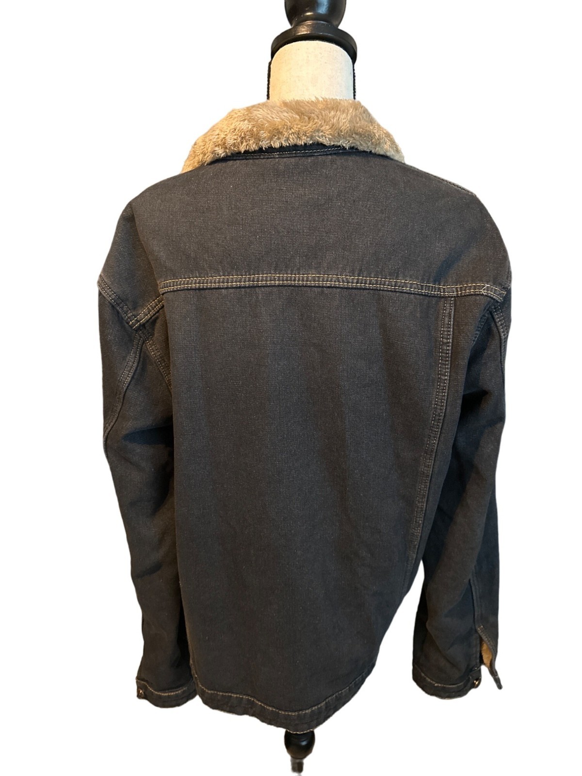 Winter Fully Lined Jean Jacket Mid Length Faux Fu… - image 6