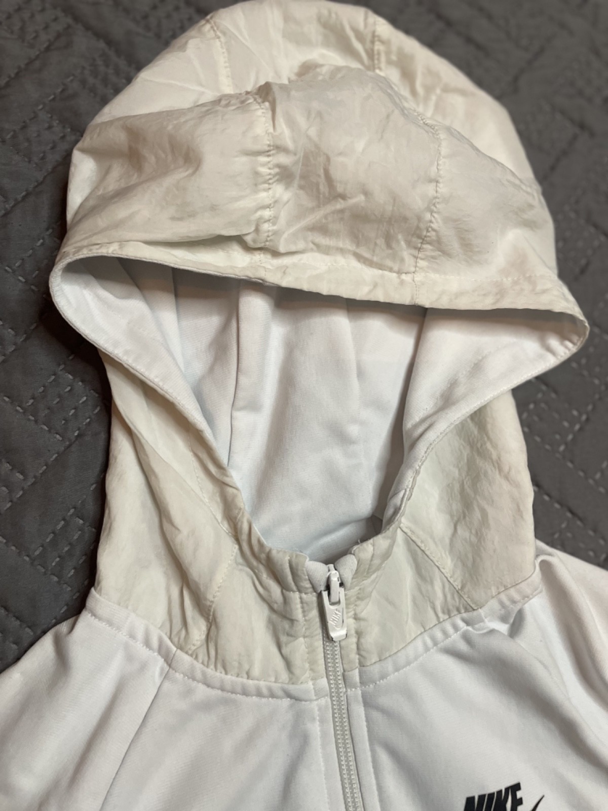 Nike athletic fashion hoodie red white and black with off-white hood thumbnail 3