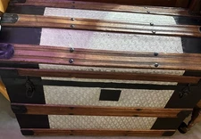 Antique Wood/Metal Dome Top Trunk