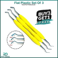 Set of 3 Dental Flat Plastic Composite Filling Instruments Silicone Handle