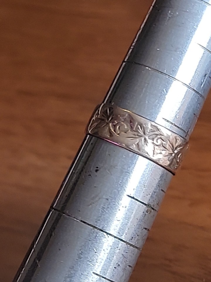 6.5mm Wide Victorian Rose Gold Band Ring Pattern All Around 10K size 7. ...