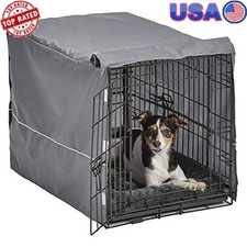Durable Dog Crate W/ Two Doors Soft Bed Waterproof Cover Medium Breeds New