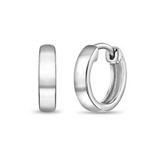 925 Sterling Silver Classic Plain Polished Huggie Hoop Earrings For Young Girls